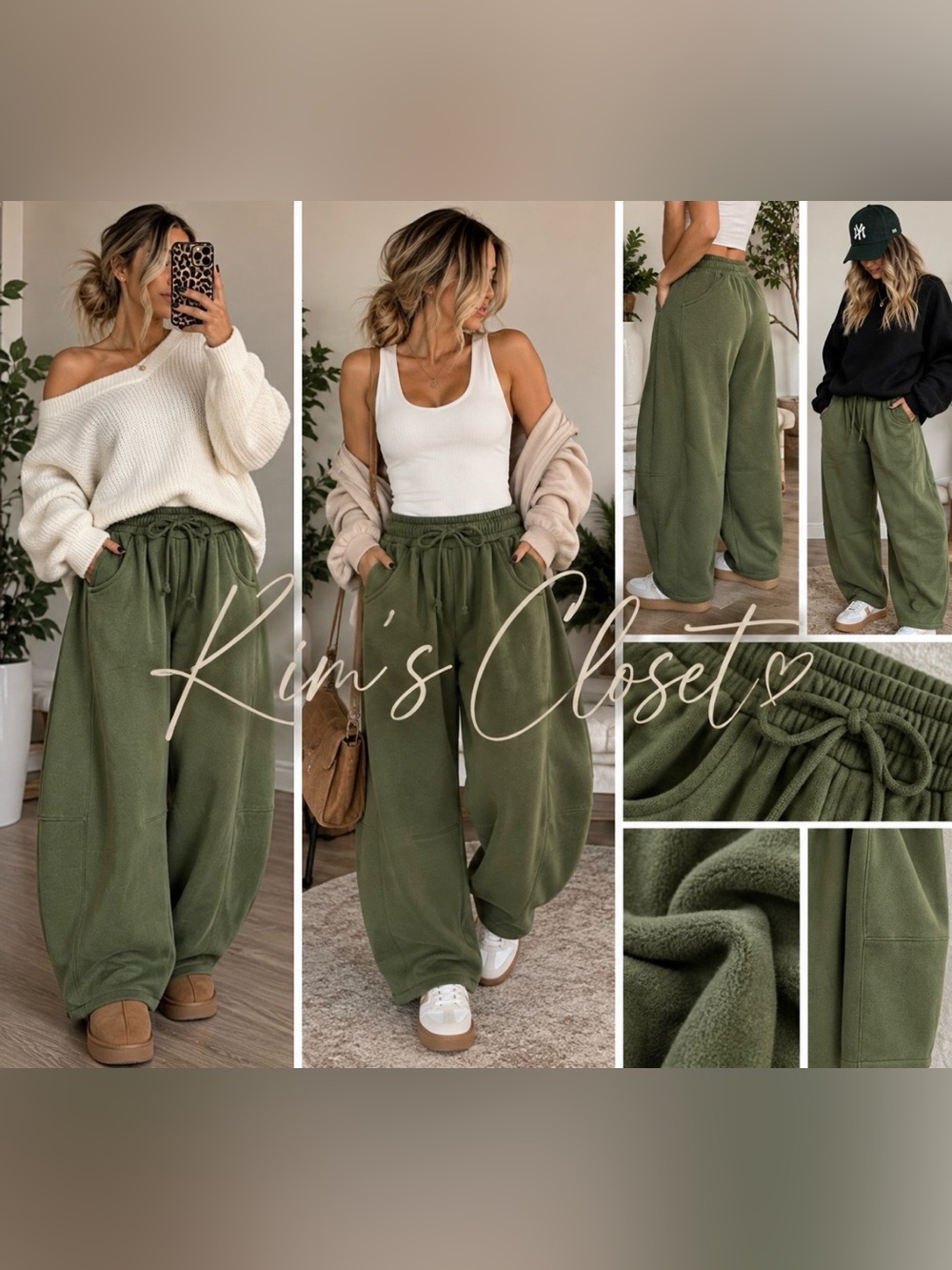 Zenana Barrel Wide Leg Fleece Pants